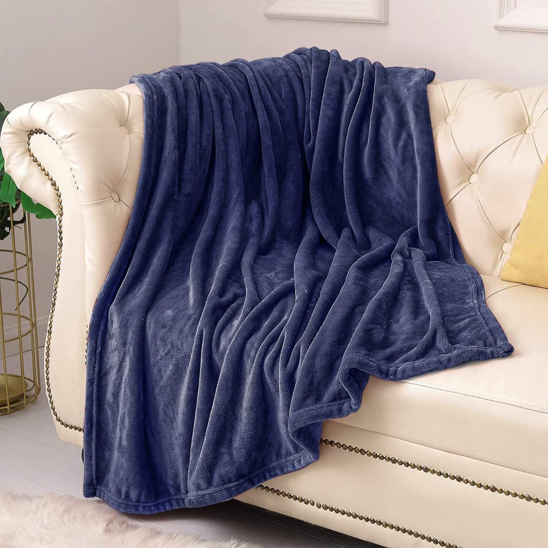 KMUSET Fleece Blanket Twin Size Navy Lightweight Throw Blanket Super Soft Cozy Microfiber Blanket Factory Shop - Image 1